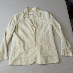 Treasure & Bond Fully Lined Linen Viscose Cotton 2-Button Blazer Patch Pockets